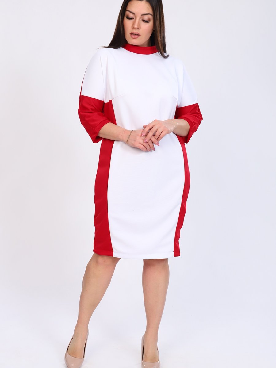 Платье трикотажное Гения (бело-красное)