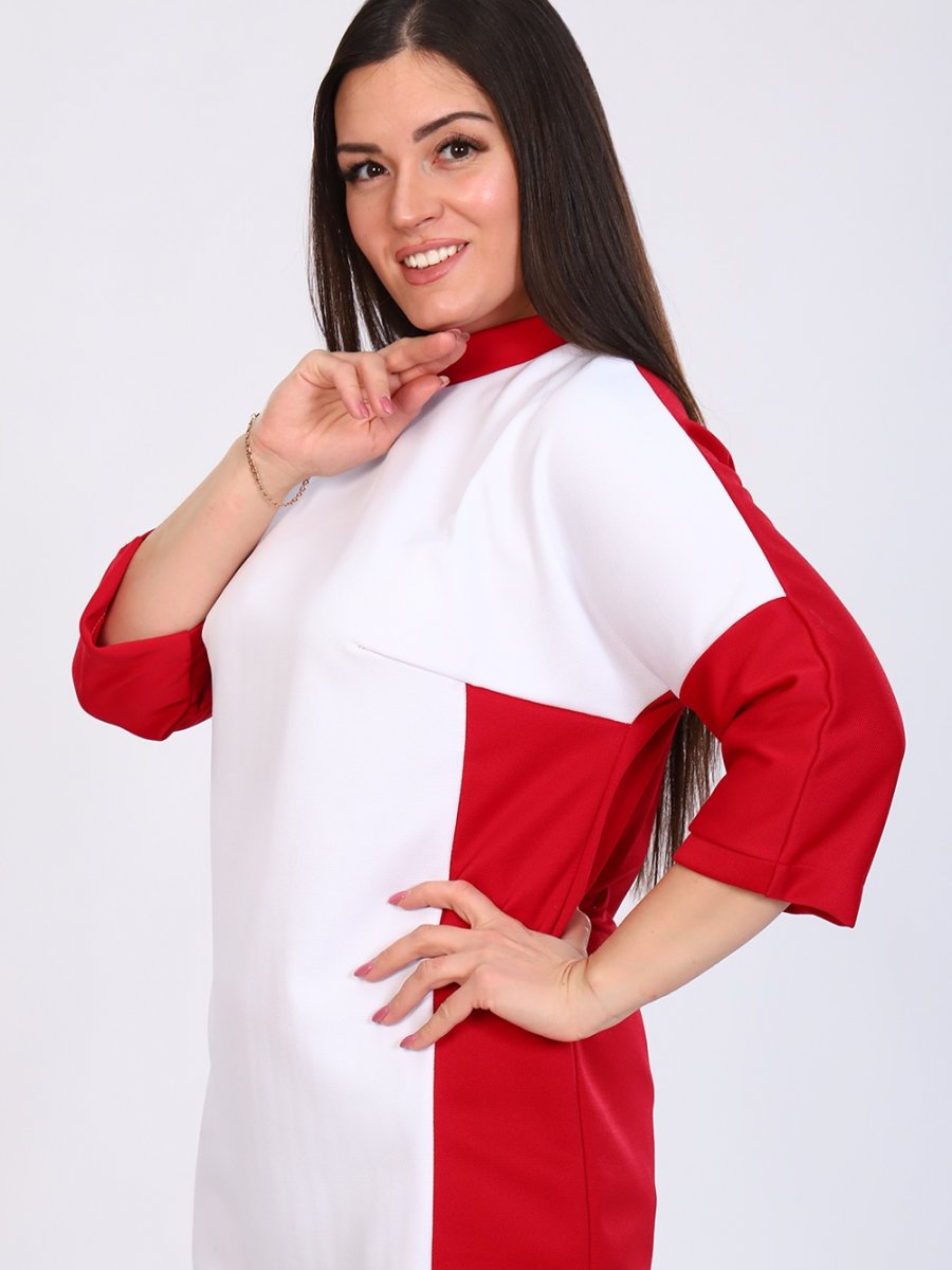 Платье трикотажное Гения (бело-красное)