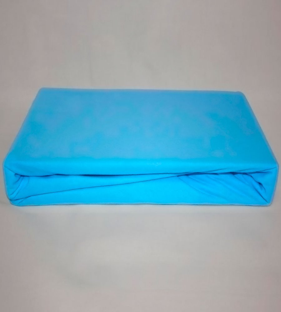 Простынь на резинке трикотажная 160x200 (голубая)