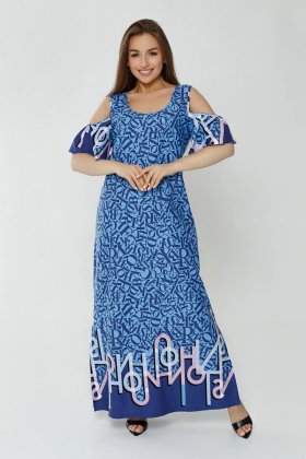 Платье трикотажное Лукиана (буквы на голубом)