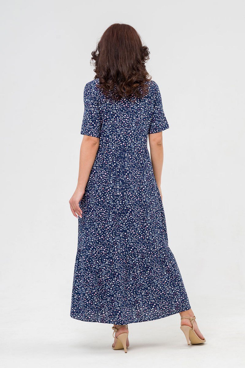 Платье штапельное Прованс (темно-синее)