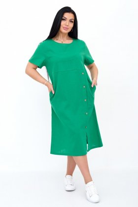 Платье льняное Элона (зеленое)