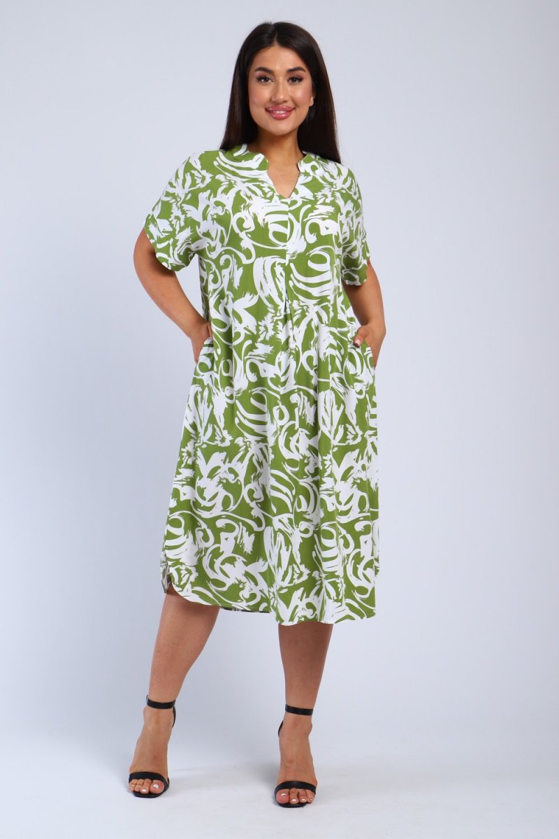 Платье штапельное Росалиа (оливковое)