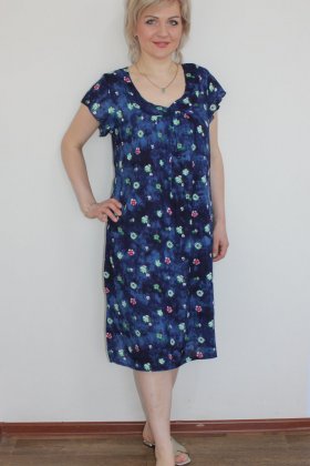 Платье штапельное Натали (синее)