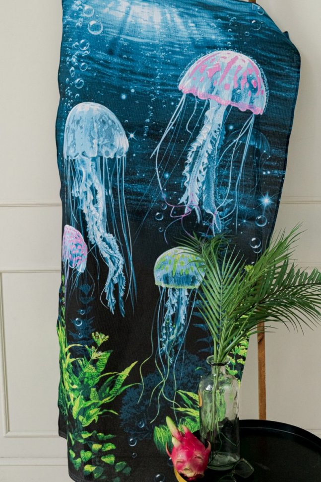 

Полотенце вафельное 150x80 Медузы, Синий