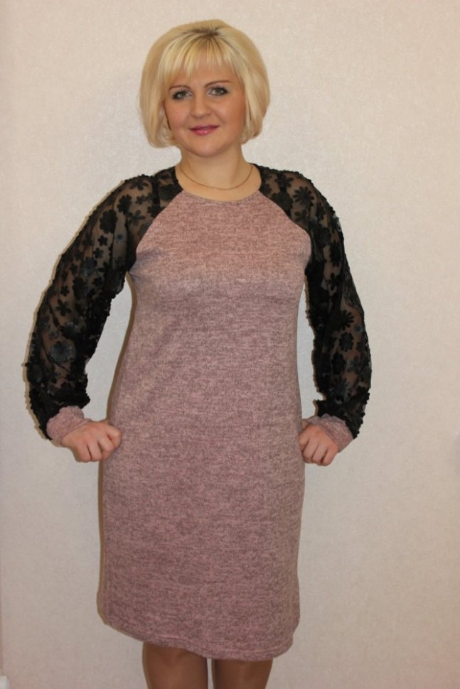 Платье трикотажное Тера (серо-розовое) от Инсантрик RU
