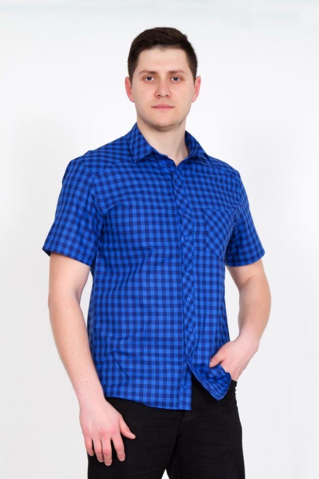 Рубашка мужская Ромио (синяя) рр Инсантрик синего цвета