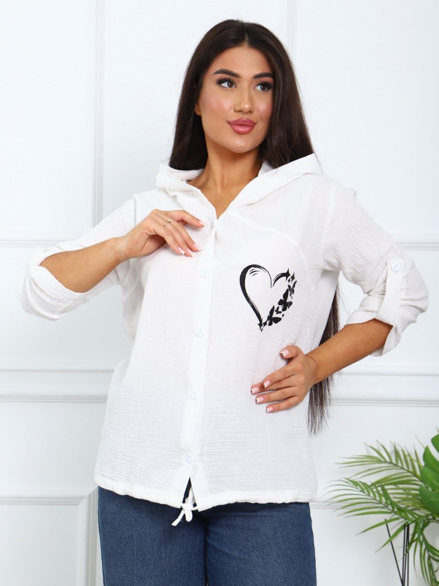 Рубашка трикотажная Сердце (белая)