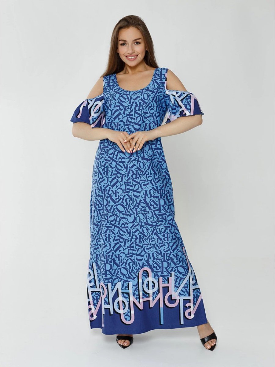 Платье трикотажное Лукиана (буквы на голубом)