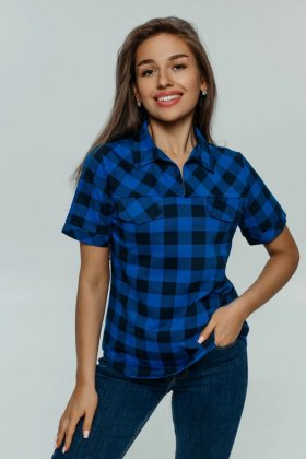Рубашка трикотажная Катрин (синяя)