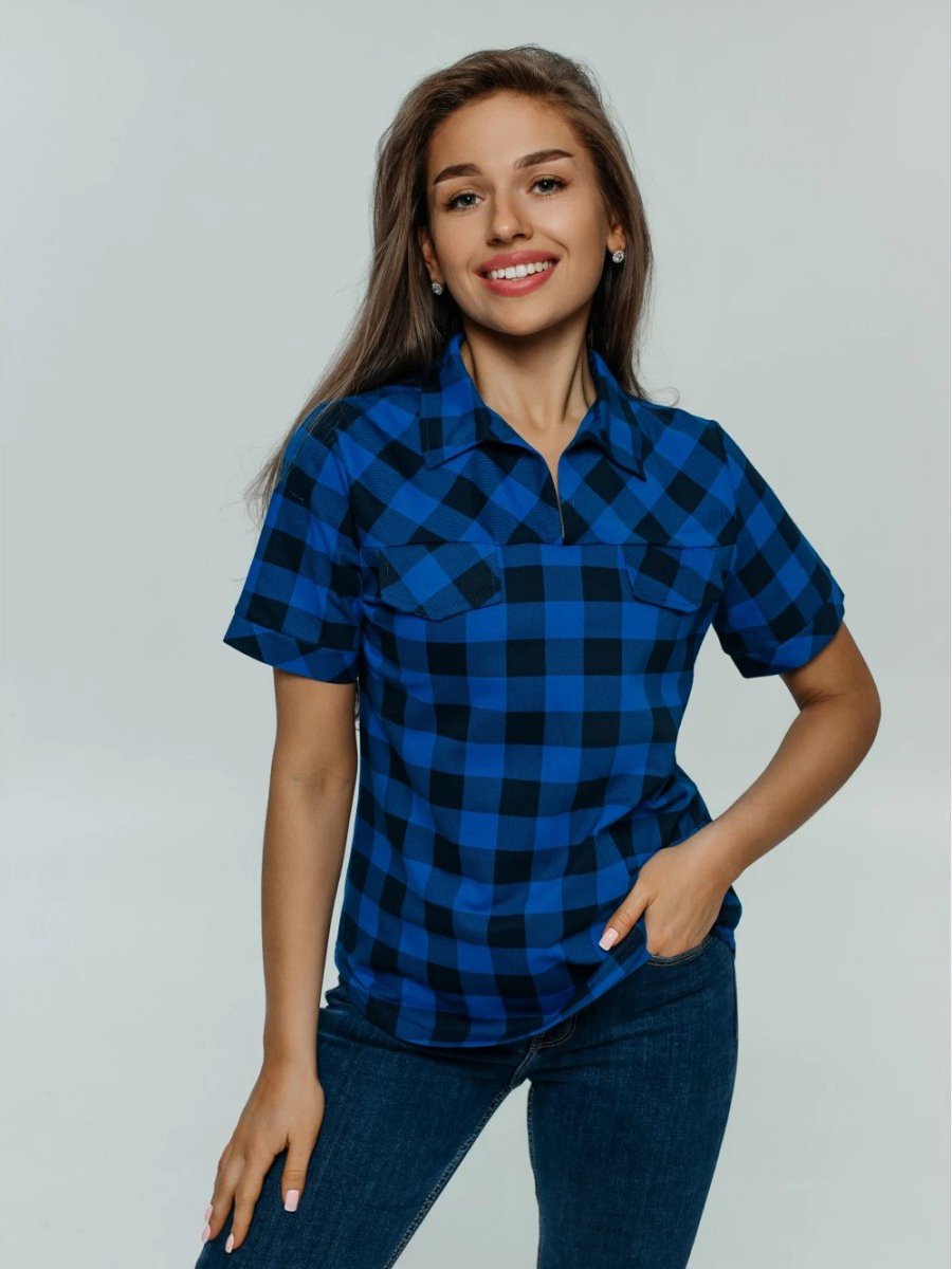 Рубашка трикотажная Катрин (синяя)