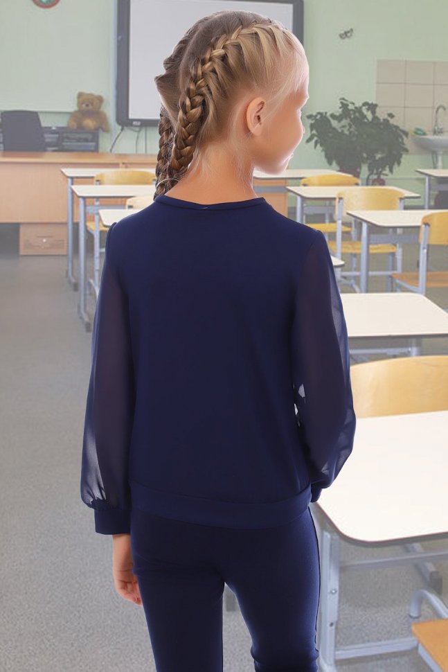 Блуза детская Ника (темно-синяя) от Инсантрик RU
