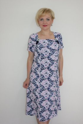 Платье трикотажное Любава (розовые цветы)