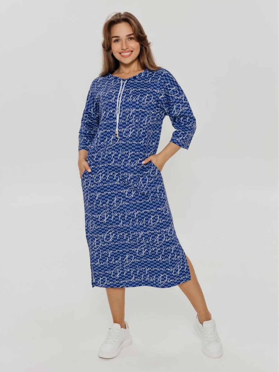 Платье трикотажное Дарина (буквы на синем)