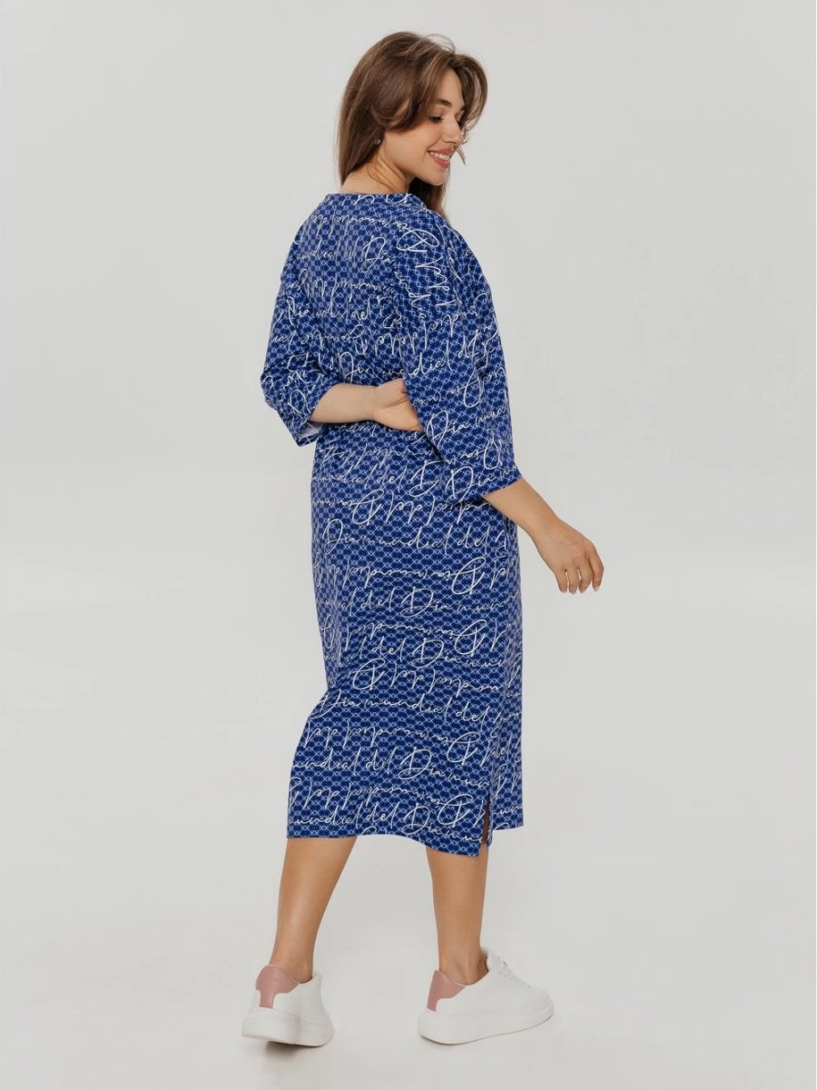 Платье трикотажное Дарина (буквы на синем)